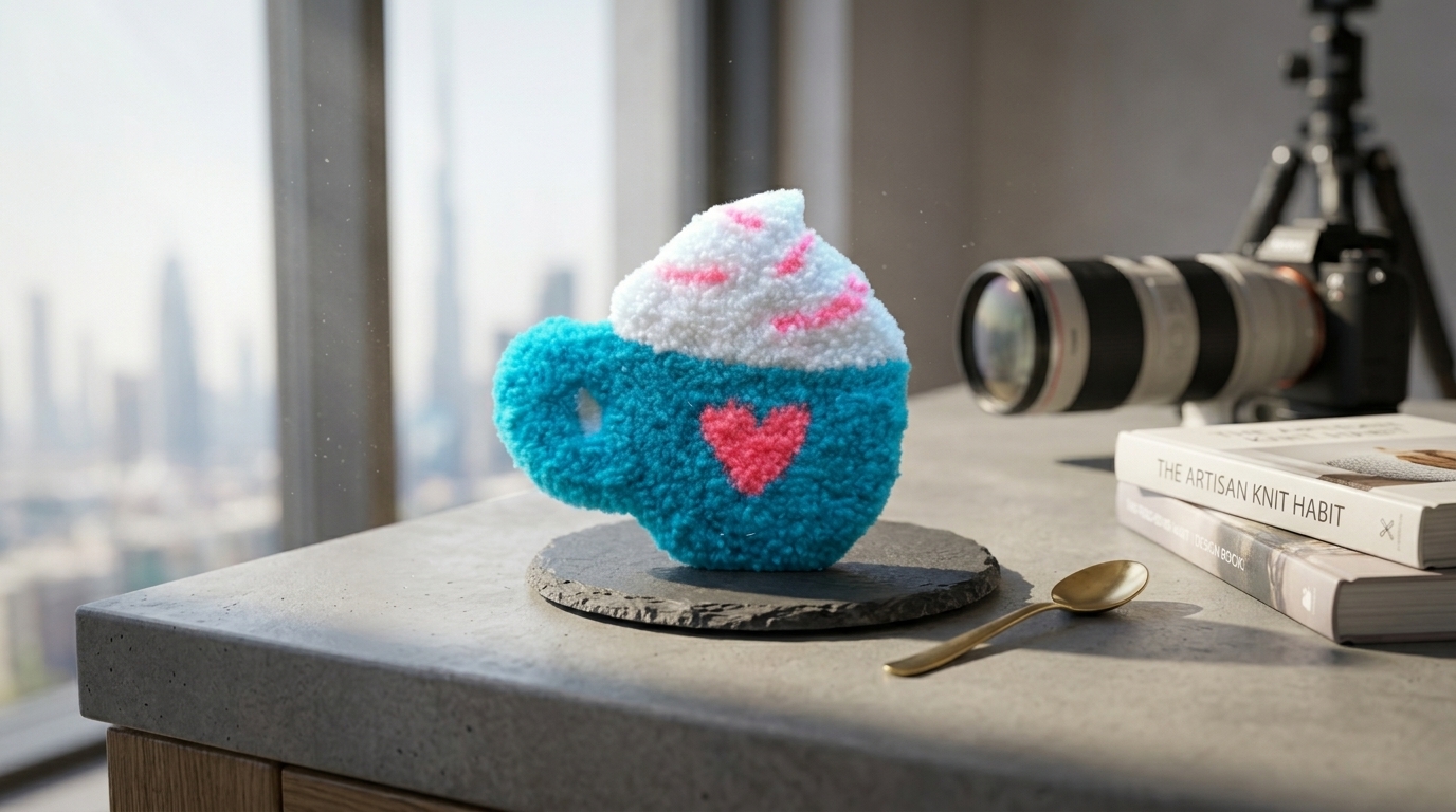 Handcrafted Punch Needle Coffee Cup Mug Rug / Coaster product photo 4