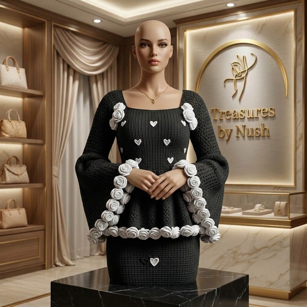 The Amour Flared-Sleeve Crochet Corset Dress product photo 3