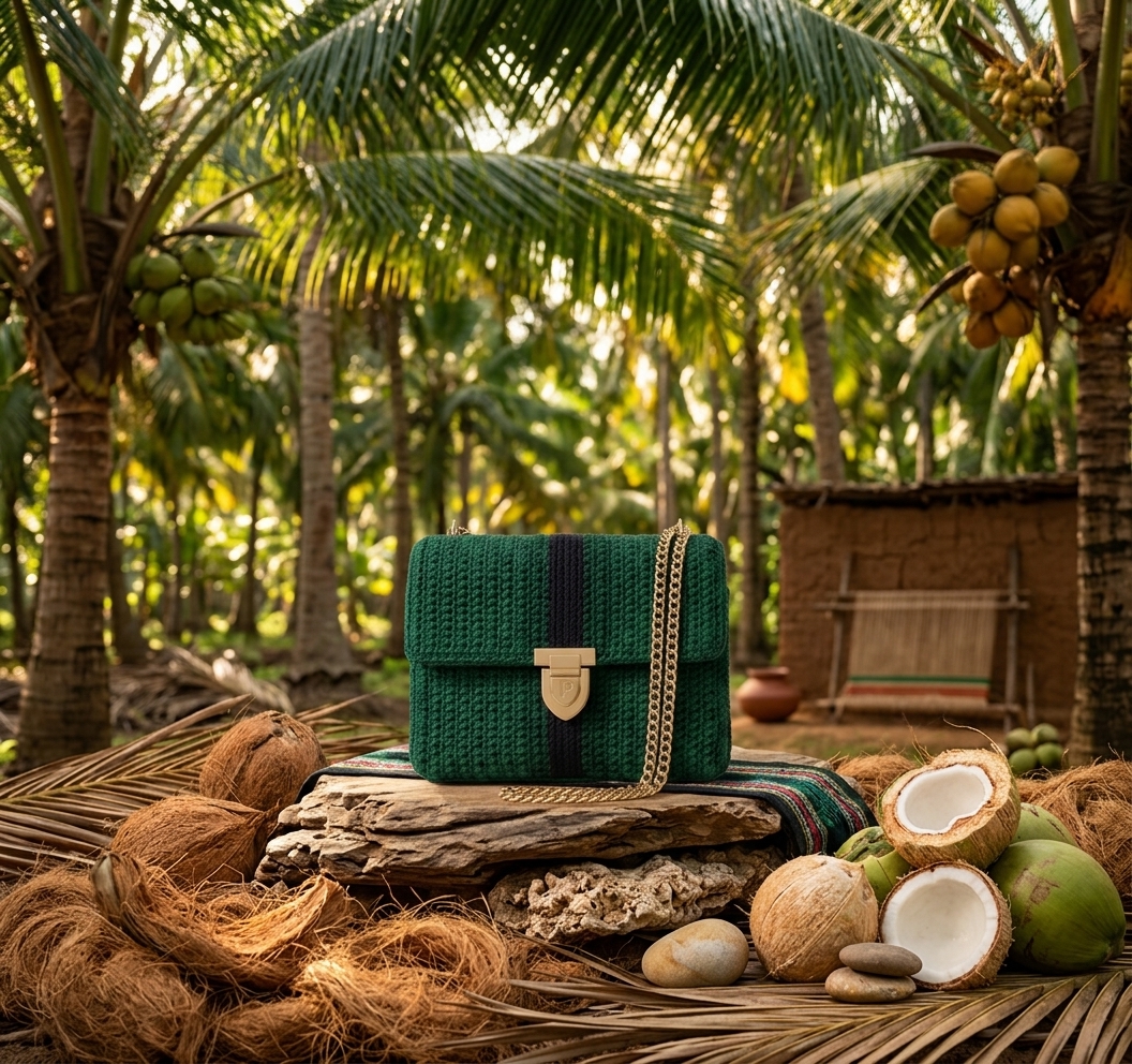 Standard Corset – Handcrafted Crochet Crossbody Flap Bag (Emerald Green) product photo 4